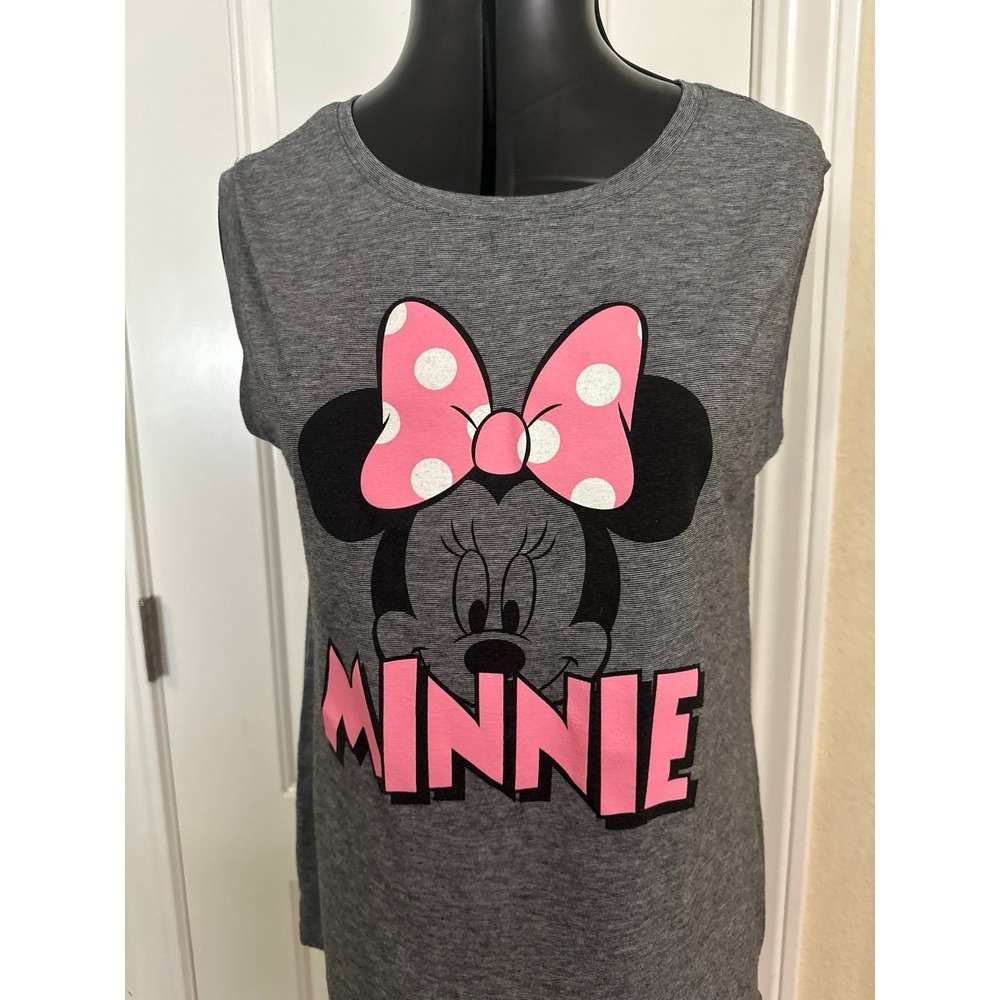 Disney Minnie Mouse Tank Top, grey/black/pink, women's Large